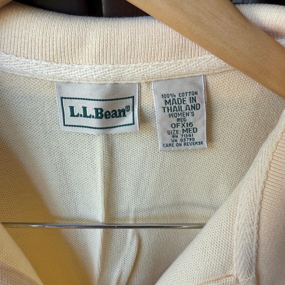 L.L. Bean Women's Short Sleeve Polo in Soft Cream - Picture 2 of 3